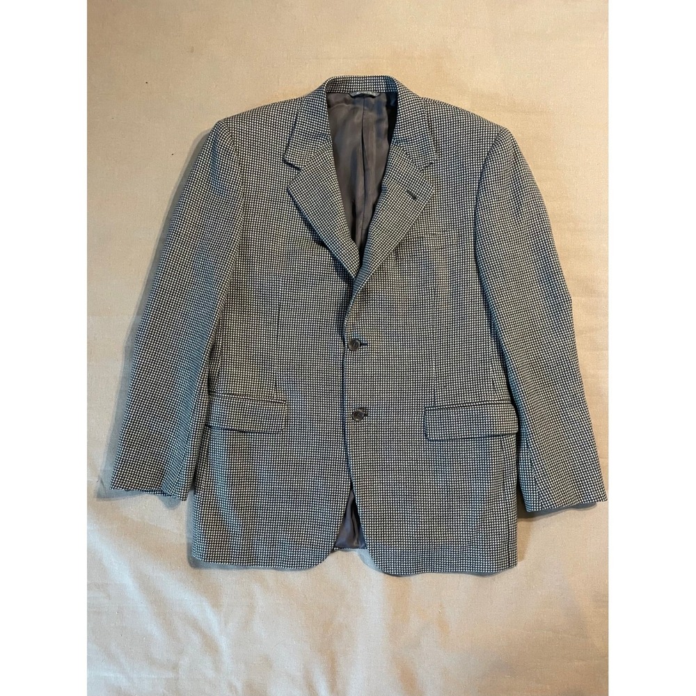 Canali Houndstooth Sport Coat 43R Two Button No Vent Blazer 100% Wool Italy